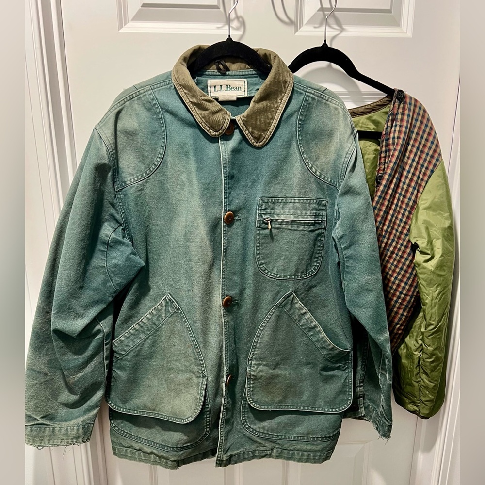 Vintage L.L.Bean Men's Original Field Coat, Green Canvas, Sz Medium